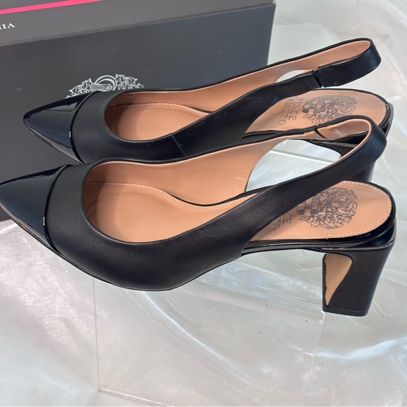 Vince Camuto Women’s Black Hamden Slingback Pointed Cap Toe Pump Size 7.5 - Picture 6 of 9
